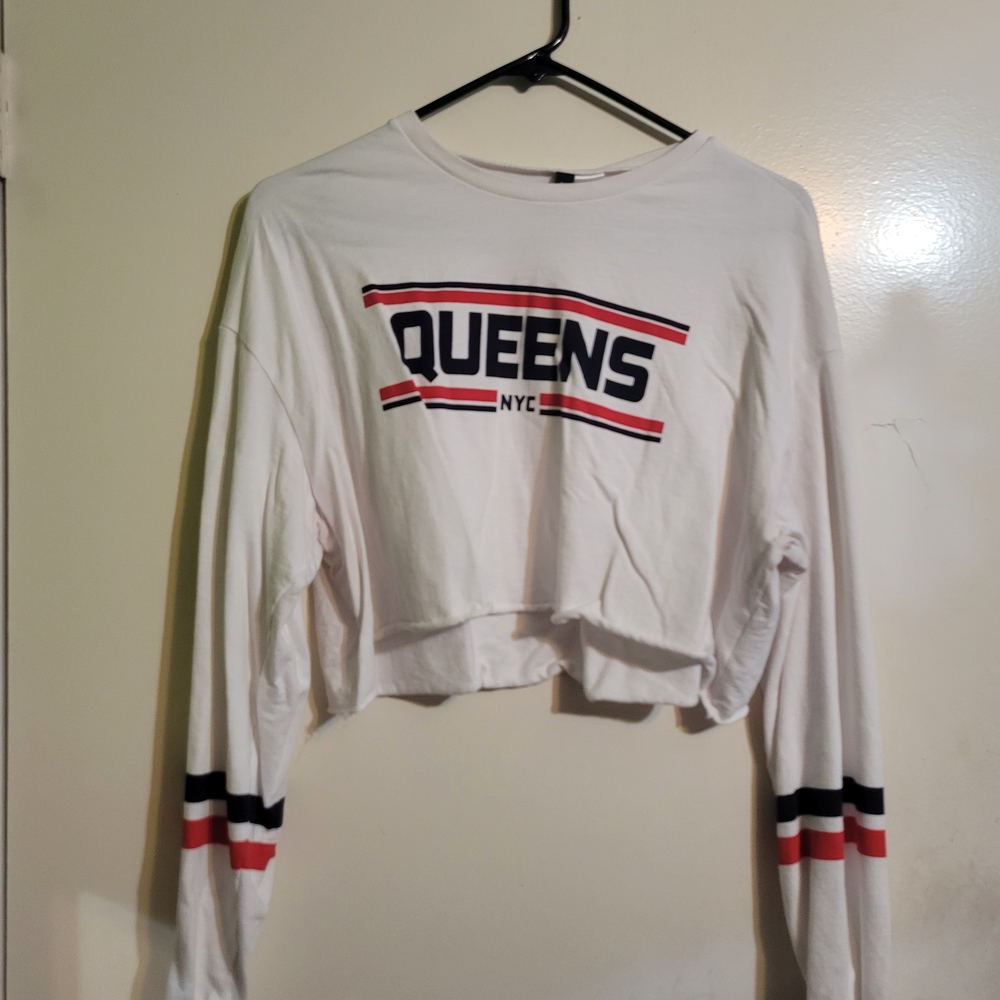H&M White Ribbed Crew Neck Top